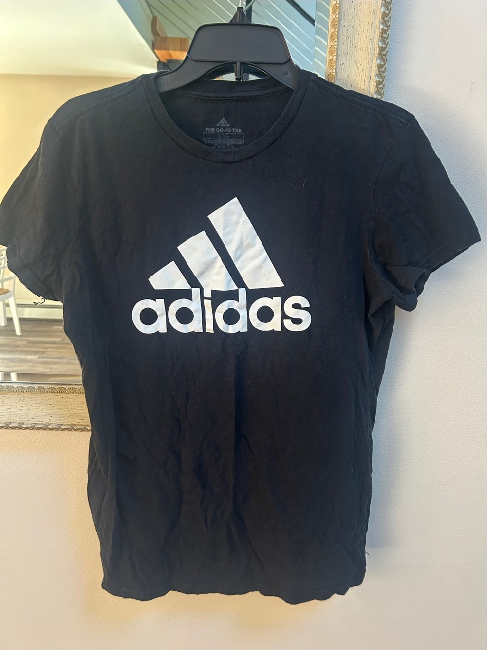 2 adidas Black Short Sleeve Crewneck Tee with White Logo